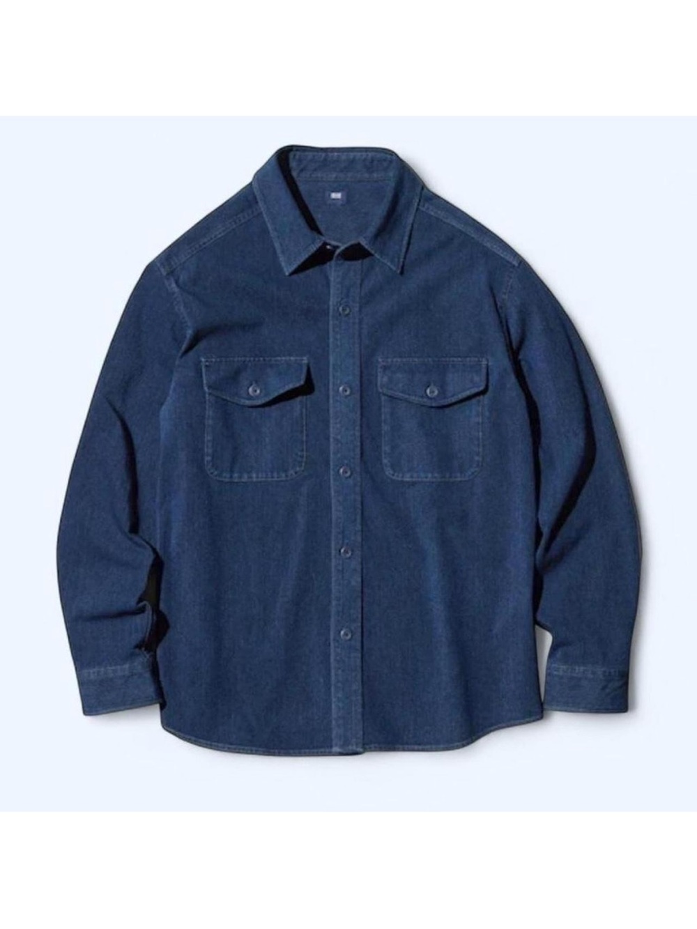 NWOT Uniqlo Men's Navy Blue Denim Button-Down Shirt